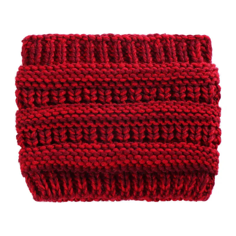 Pure Color Knit Ponytail Hat